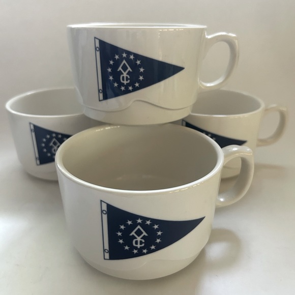 Set Of 4 Syracuse China Coffee‎ Tea Mugs / Barista 24-A Flag Design - Picture 1 of 7